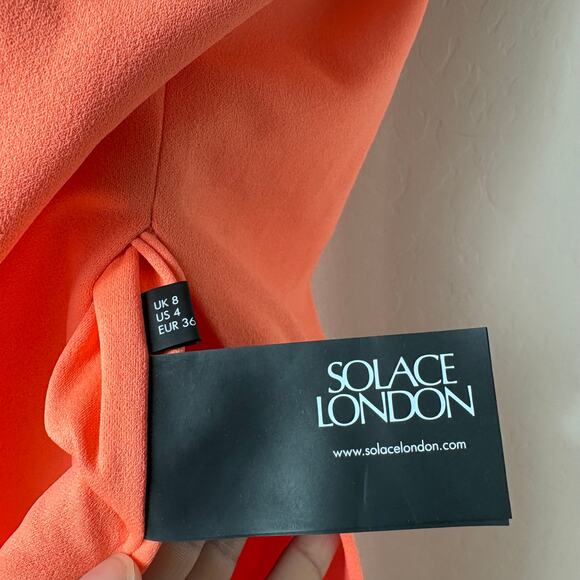 Solace London Dress One Shoulder Slit Open Back Petch Maxi Dress Orange Size 4 - Picture 9 of 10